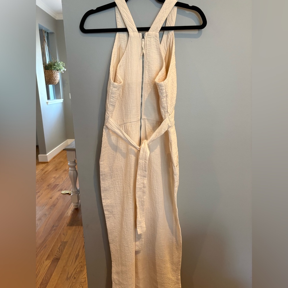 Anthropologie Demi Textured Ivory Wrap Jumpsuit - Picture 8 of 8